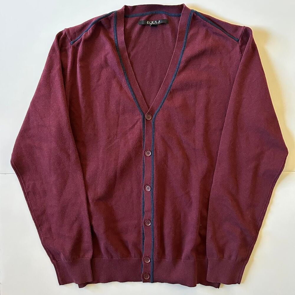21-men Men's Burgundy and Navy Cardigan
